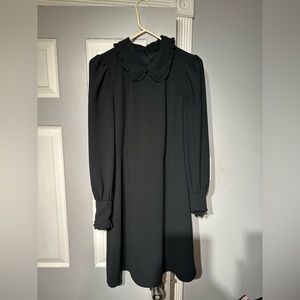 JCrew black ruffle neck dress